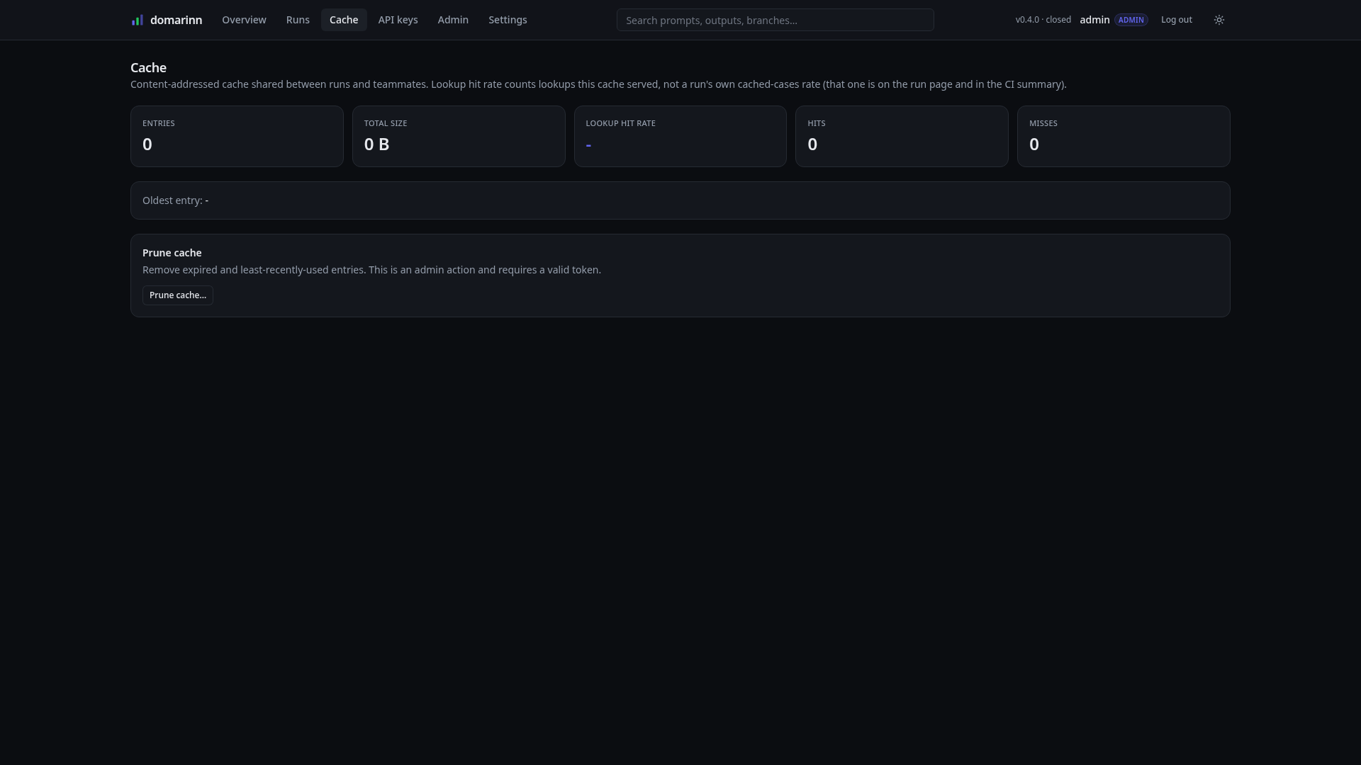 The server's shared cache tier, empty