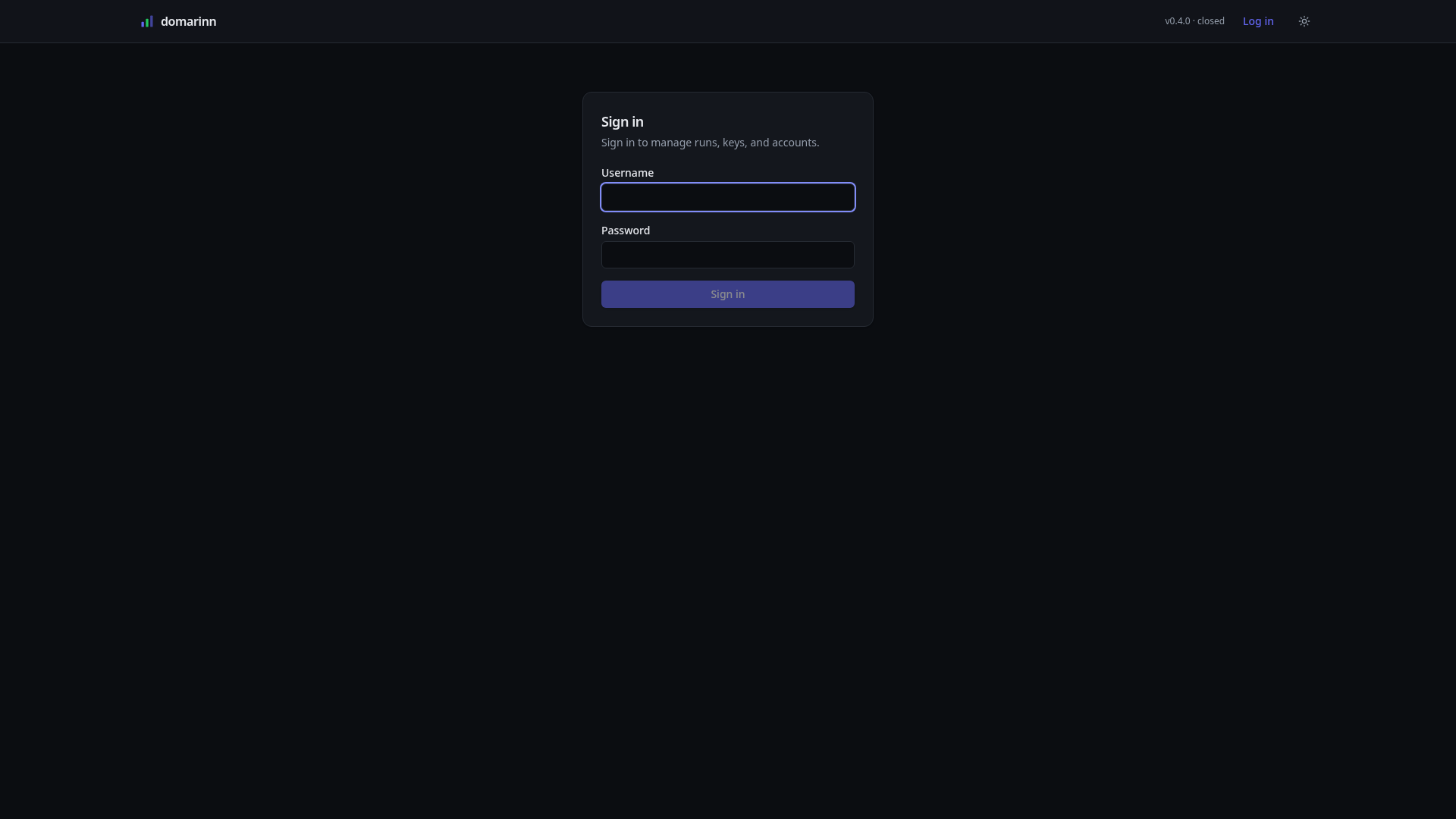 The domarinn sign-in page