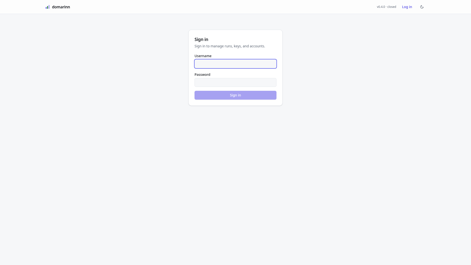 The domarinn sign-in page